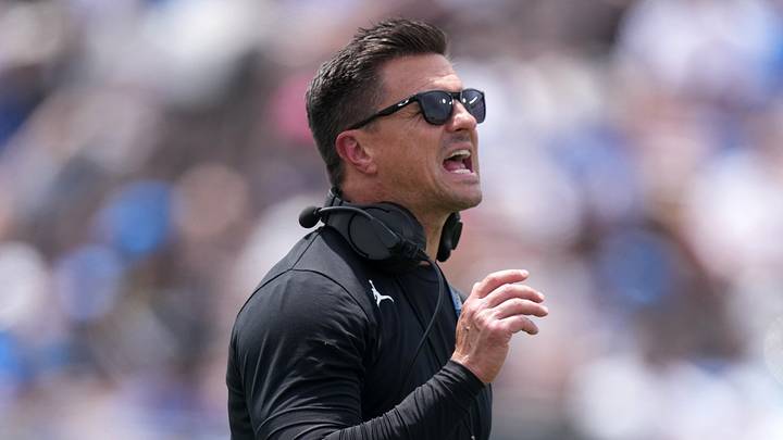 May 2, 2026; Pasadena, CA, USA; UCLA Bruins coach Bob Chesney reacts during the spring game at Rose Bowl. Mandatory Credit: Kirby Lee-Imagn Images May 2, 2026; Pasadena, CA, USA; UCLA Bruins coach Bob Chesney reacts during the spring game at Rose Bowl. Mandatory Credit: Kirby Lee-Imagn Images