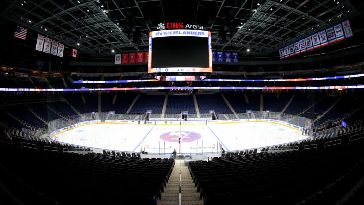 Nov 20, 2021; Elmont, New York, USA; General view of the inside of the arena before the New York Islanders play the Calgary Flames in the first ever hockey game at UBS Arena. Mandatory Credit: Brad Penner-USA TODAY Sports