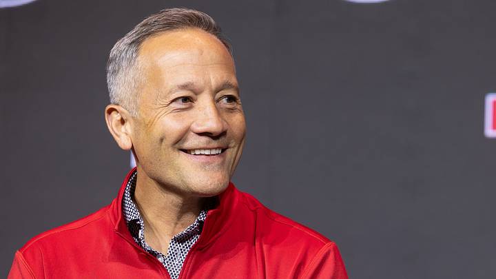 Oct 20, 2026; Kansas City, MO, USA; Texas Tech coach Grant Mccasland interviewed during the Big 12 Media Days event at T-Mobile Center. Mandatory Credit: William Purnell-Imagn Images Oct 20, 2026; Kansas City, MO, USA; Texas Tech coach Grant Mccasland interviewed during the Big 12 Media Days event at T-Mobile Center. Mandatory Credit: William Purnell-Imagn Images