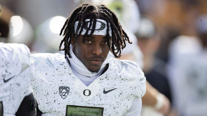 Nov 18, 2023; Tempe, Arizona, USA; Oregon Ducks defensive back Jahlil Florence (6) against the Arizona State Sun Devils at Mountain America Stadium. Mandatory Credit: Mark J. Rebilas-USA TODAY Sports