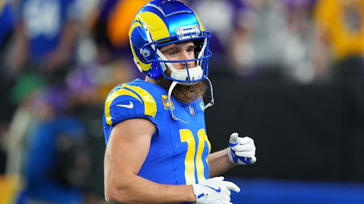 Jan 13, 2025; Glendale, AZ, USA; Los Angeles Rams wide receiver Cooper Kupp (10) practices before the NFC wild card game against the Minnesota Vikings at State Farm Stadium. Mandatory Credit: Joe Camporeale-Imagn Images Jan 13, 2025; Glendale, AZ, USA; Los Angeles Rams wide receiver Cooper Kupp (10) practices before the NFC wild card game against the Minnesota Vikings at State Farm Stadium. Mandatory Credit: Joe Camporeale-Imagn Images