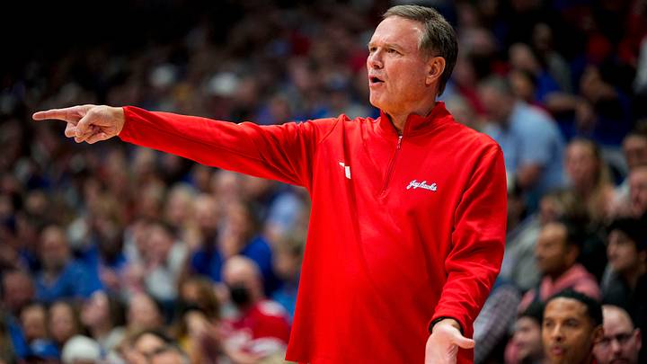 Nov 3, 2025; Lawrence, Kansas, USA; Kansas Jayhawks head coach Bill Self reacts during the first half against the Green Bay Phoenix at Allen Fieldhouse. Mandatory Credit: Jay Biggerstaff-Imagn Images Nov 3, 2025; Lawrence, Kansas, USA; Kansas Jayhawks head coach Bill Self reacts during the first half against the Green Bay Phoenix at Allen Fieldhouse. Mandatory Credit: Jay Biggerstaff-Imagn Images
