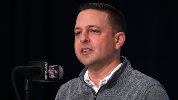Feb 27, 2024; Indianapolis, IN, USA; New England Patriots director of scouting Eliot Wolf during the