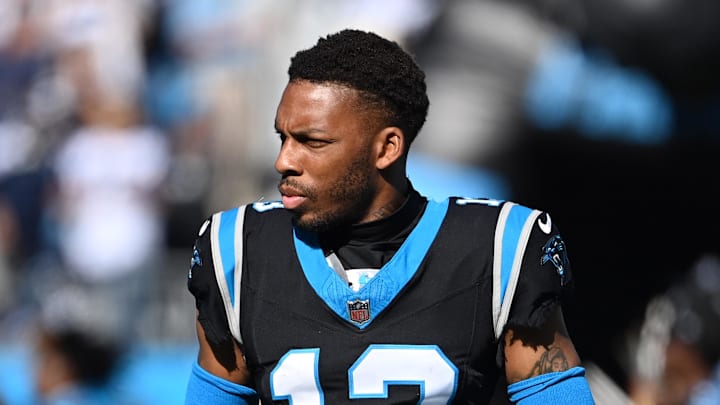 Nov 19, 2023; Charlotte, North Carolina, USA; Carolina Panthers cornerback Troy Hill (13) before Nov 19, 2023; Charlotte, North Carolina, USA; Carolina Panthers cornerback Troy Hill (13) before