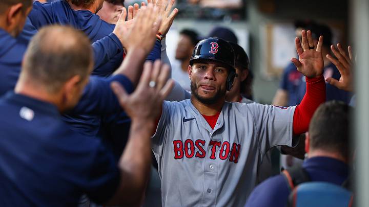 Jun 19, 2026; Seattle, Washington, USA; Boston Red Sox first baseman Willson Contreras (40) celebrates scoring in the sixth inning against the Seattle Mariners at T-Mobile Park. Mandatory Credit: Kevin Ng-Imagn Images Jun 19, 2026; Seattle, Washington, USA; Boston Red Sox first baseman Willson Contreras (40) celebrates scoring in the sixth inning against the Seattle Mariners at T-Mobile Park. Mandatory Credit: Kevin Ng-Imagn Images