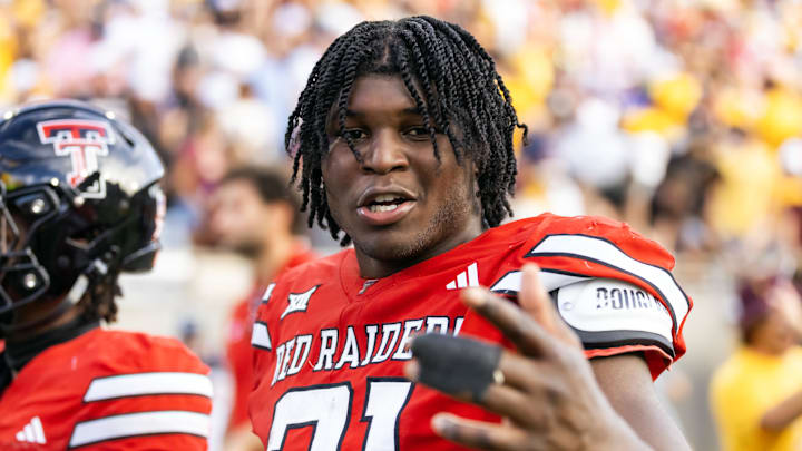 Texas Tech Red Raiders linebacker David Bailey reacts as he walks off the field after a game against the Arizona State Sun Devils 
