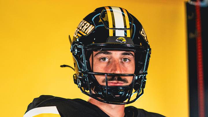 Southern Miss QB Ethan Hampton poses during a photoshoot. Hampton is one of 73 new transfers to Southern Miss for 2026. Southern Miss QB Ethan Hampton poses during a photoshoot. Hampton is one of 73 new transfers to Southern Miss for 2026.