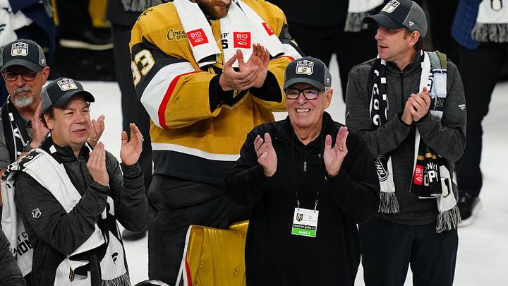Jun 13, 2023; Las Vegas, Nevada, USA; Bill Foley owner of the Vegas Golden Knights celebrates defeating the Florida Panthers in game five of the 2023 Stanley Cup Final at T-Mobile Arena. Mandatory Credit: Lucas Peltier-Imagn Images Jun 13, 2023; Las Vegas, Nevada, USA; Bill Foley owner of the Vegas Golden Knights celebrates defeating the Florida Panthers in game five of the 2023 Stanley Cup Final at T-Mobile Arena. Mandatory Credit: Lucas Peltier-Imagn Images