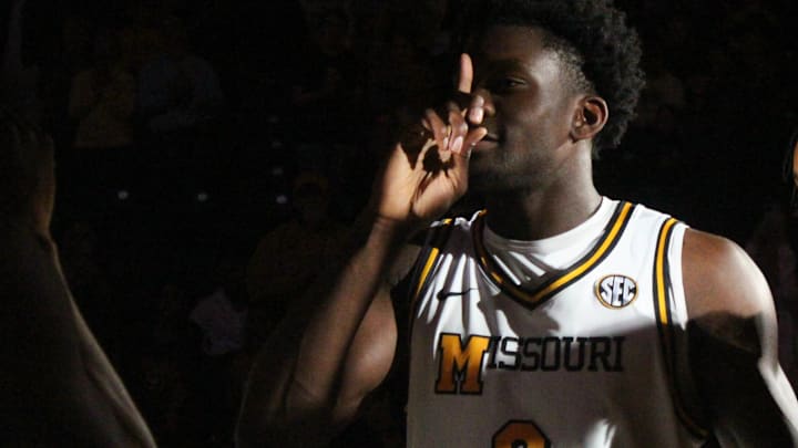 Nov. 8, 2024; Columbia, Missouri, USA; Missouri guard Annor Boateng (6) is introduced prior to the game against the Howard Bison.