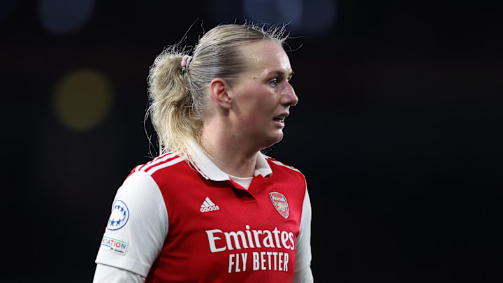 Stina Blackstenius scored Arsenal's second goal in the second-leg quarter-final match against Bayern and will likely lead the attack against Wolfsburg