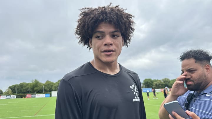 Johnny Wilson talks to reporters after Eagles training camp practice on Aug. 4, 2024. Johnny Wilson talks to reporters after Eagles training camp practice on Aug. 4, 2024.
