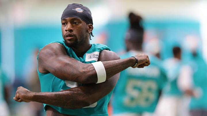 Miami Dolphins edge Clelin Ferrell (98) works during practice at Baptist Health Training Complex. Miami Dolphins edge Clelin Ferrell (98) works during practice at Baptist Health Training Complex.