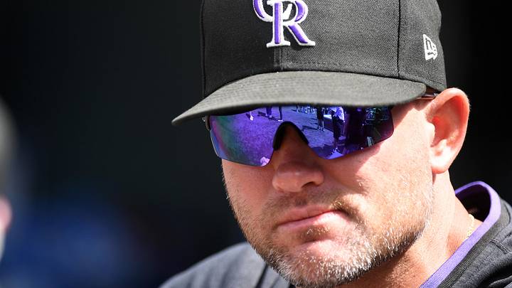 Colorado Rockies manager Warren Schaeffer (34) looks on before the game against the San Diego Padres at Coors Field. 