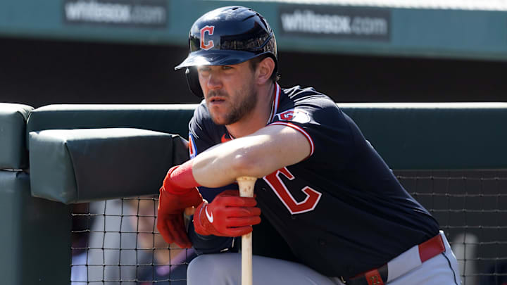 Feb 24, 2026: Cleveland Guardians outfielder Nolan Jones against the Los Angeles Dodgers during a spring training game at Camelback Ranch-Glendale. 