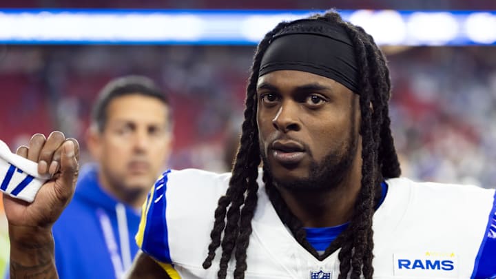 Dec 7, 2025; Glendale, Arizona, USA; Los Angeles Rams wide receiver Davante Adams (17) against the Arizona Cardinals at State Farm Stadium. Mandatory Credit: Mark J. Rebilas-Imagn Images