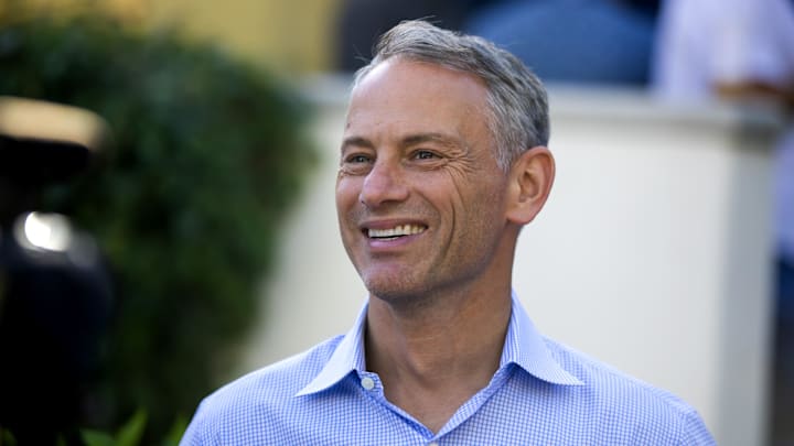 Nov 8, 2023; Scottsdale, AZ, USA; Chicago Cubs president of baseball operations Jed Hoyer speaks to the media during the MLB General Manager's Meetings at Omni Scottsdale Resort & Spa. Nov 8, 2023; Scottsdale, AZ, USA; Chicago Cubs president of baseball operations Jed Hoyer speaks to the media during the MLB General Manager's Meetings at Omni Scottsdale Resort & Spa.