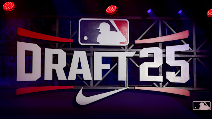 Jul 13, 2025; Atlanta, GA, USA; A general view of MLB Draft signage on the stage at The Coca-Cola Roxy. Mandatory Credit: Brett Davis-Imagn Images Jul 13, 2025; Atlanta, GA, USA; A general view of MLB Draft signage on the stage at The Coca-Cola Roxy. Mandatory Credit: Brett Davis-Imagn Images