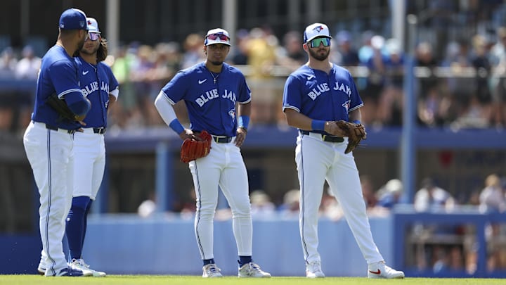 Mar 12, 2024; Dunedin, Florida, USA;  Toronto Blue Jays third baseman Isiah Kiner-Falefa (7)