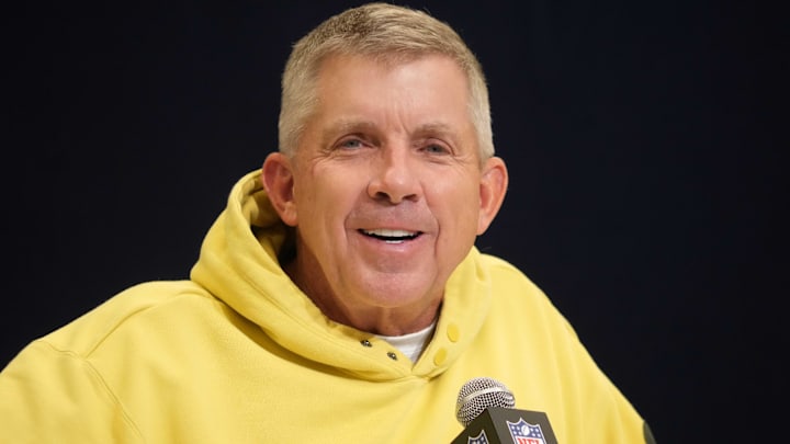 Denver Broncos coach Sean Payton speaks during the NFL Scouting Combine at the Indiana Convention Center. Denver Broncos coach Sean Payton speaks during the NFL Scouting Combine at the Indiana Convention Center.