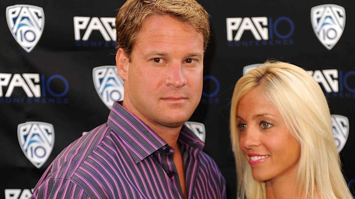 Jul 29, 2010: Ole Miss Rebels head coach Lane Kiffin (left) and ex-wife Layla Kiffin (right) in Los Angeles. 