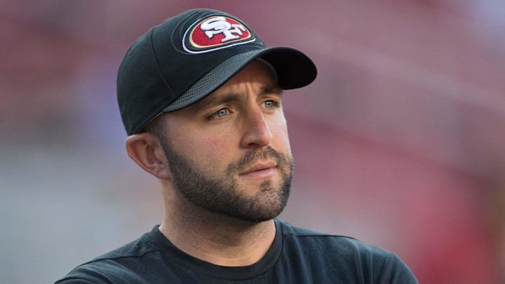 August 26, 2016; Santa Clara, CA, USA; San Francisco 49ers offensive quality control coach Mick Lombardi before the game against the Green Bay Packers at Levi's Stadium. The Packers defeated the 49ers 21-10. Mandatory Credit: Kyle Terada-Imagn Images August 26, 2016; Santa Clara, CA, USA; San Francisco 49ers offensive quality control coach Mick Lombardi before the game against the Green Bay Packers at Levi's Stadium. The Packers defeated the 49ers 21-10. Mandatory Credit: Kyle Terada-Imagn Images