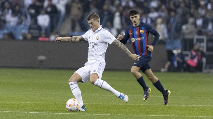 Real Madrid's Toni Kroos (left) and Barcelona's Pedri have come up against one another in numerous Clasicos Real Madrid's Toni Kroos (left) and Barcelona's Pedri have come up against one another in numerous Clasicos