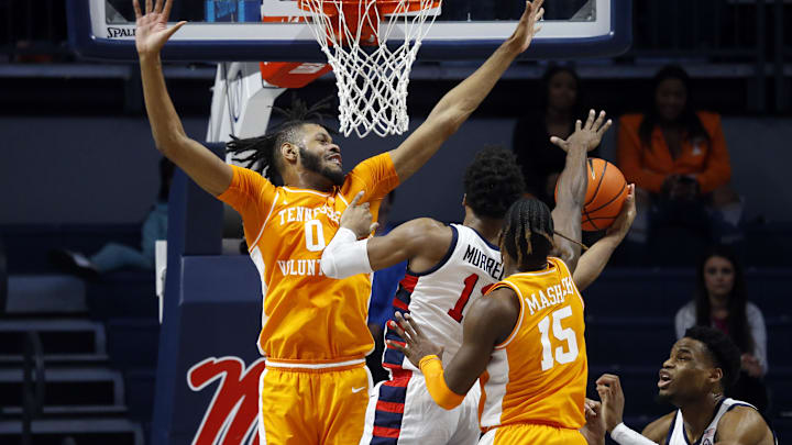 Dec 28, 2022; Oxford, Mississippi, USA; Tennessee Volunteers forward Jonas Aidoo (0) and guard