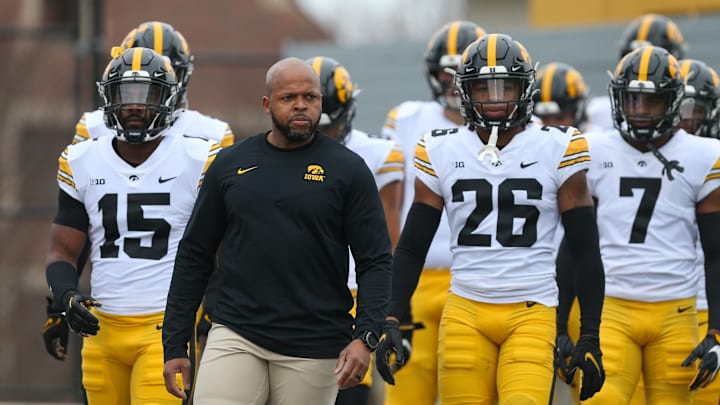 Iowa Hawkeyes Raimond Braithwaite, strength and conditioning coach, leads the Iowa Hawkeyes out onto the field ahead of the NCAA football game, against the Purdue Boilermakers, on Saturday, Nov. 5, 2022, at Ross-Ade Stadium in West Lafayette, Ind.
Np1 0118 Iowa Hawkeyes Raimond Braithwaite, strength and conditioning coach, leads the Iowa Hawkeyes out onto the field ahead of the NCAA football game, against the Purdue Boilermakers, on Saturday, Nov. 5, 2022, at Ross-Ade Stadium in West Lafayette, Ind.
Np1 0118