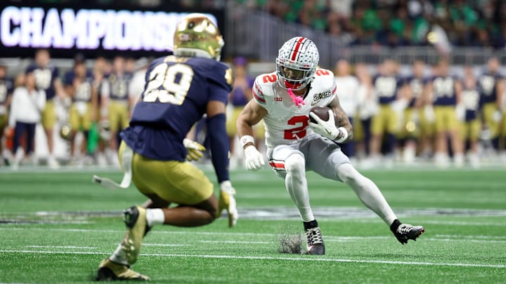 Jan 20, 2025; Atlanta, GA, USA; Ohio State Buckeyes wide receiver Emeka Egbuka (2).
