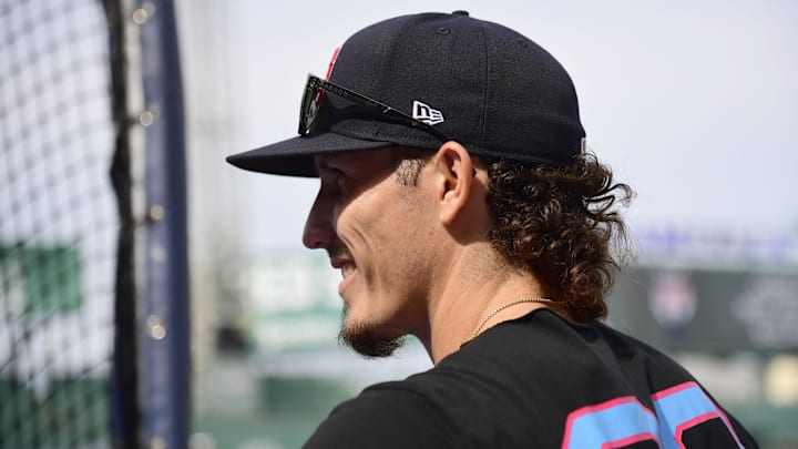 Jul 26, 2025; Boston, Massachusetts, USA; Boston Red Sox left fielder Jarren Duran (16) watches batting practice prior to a game against the Los Angeles Dodgers at Fenway Park. Mandatory Credit: Bob DeChiara-Imagn Images