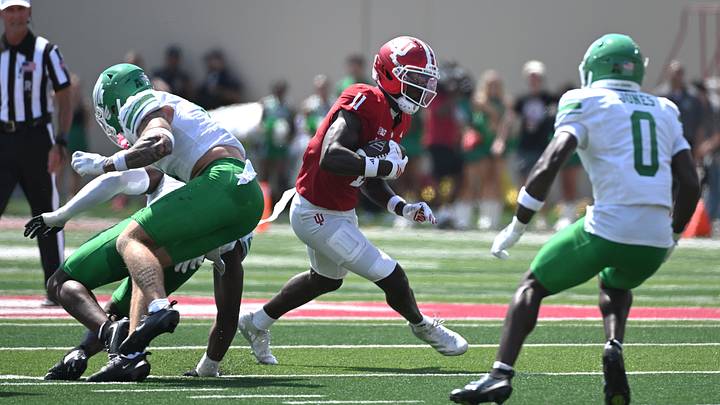 Sep 5, 2026; Bloomington, Indiana, USA; Indiana Hoosiers wide receiver Nick Marsh (11) runs after the catch against the North Texas Mean Green during the second quarter at Merchants Bank Field at Memorial Stadium. Mandatory Credit: Robert Goddin-Imagn Images Sep 5, 2026; Bloomington, Indiana, USA; Indiana Hoosiers wide receiver Nick Marsh (11) runs after the catch against the North Texas Mean Green during the second quarter at Merchants Bank Field at Memorial Stadium. Mandatory Credit: Robert Goddin-Imagn Images