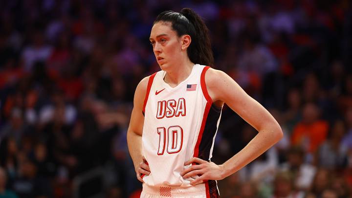Jul 20, 2024; Phoenix, AZ, USA; USA Women's National Team forward Breanna Stewart (10) during the WNBA All Star game at Footprint Center. Mandatory Credit: Mark J. Rebilas-USA TODAY Sports Jul 20, 2024; Phoenix, AZ, USA; USA Women's National Team forward Breanna Stewart (10) during the WNBA All Star game at Footprint Center. Mandatory Credit: Mark J. Rebilas-USA TODAY Sports