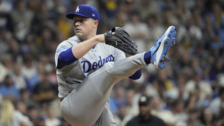 Oct 11, 2026; Milwaukee, Wisconsin, USA; Los Angeles Dodgers pitcher Tarik Skubal (29) pitches against the Milwaukee Brewers in game one of the NLCS for the 2026 MLB Playoffs at American Family Field. Mandatory Credit: Michael McLoone-Imagn Images Oct 11, 2026; Milwaukee, Wisconsin, USA; Los Angeles Dodgers pitcher Tarik Skubal (29) pitches against the Milwaukee Brewers in game one of the NLCS for the 2026 MLB Playoffs at American Family Field. Mandatory Credit: Michael McLoone-Imagn Images