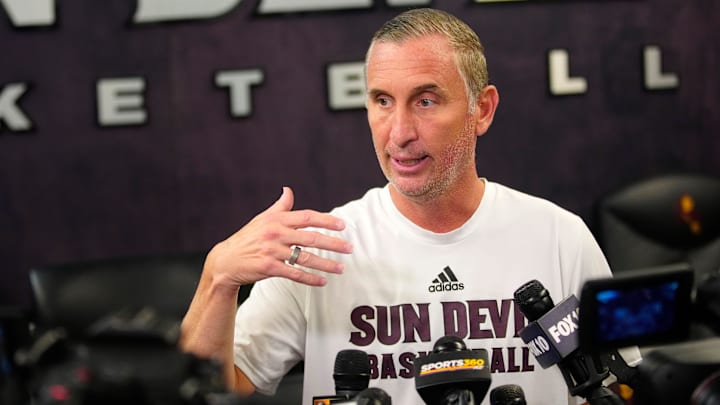 ASU head coach Bobby Hurley speaks to the press at Weatherup Center in Tempe, Ariz. on June 4, 2025.