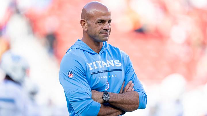 August 13, 2026; Santa Clara, California, USA; Tennessee Titans head coach Robert Saleh watches warm ups before the game against the San Francisco 49ers at Levi's Stadium. Mandatory Credit: Kyle Terada-Imagn Images August 13, 2026; Santa Clara, California, USA; Tennessee Titans head coach Robert Saleh watches warm ups before the game against the San Francisco 49ers at Levi's Stadium. Mandatory Credit: Kyle Terada-Imagn Images