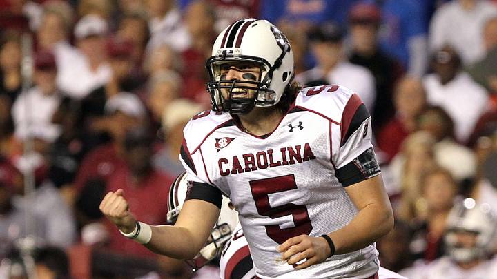 November 13, 2010; Gainesville FL, USA;South Carolina Gamecocks quarterback Stephen Garcia (5) calls out a play during the first quarter of their game against the Florida Gators at Ben Hill Griffin Stadium. Mandatory Credit: Kim Klement-USA TODAY Sports November 13, 2010; Gainesville FL, USA;South Carolina Gamecocks quarterback Stephen Garcia (5) calls out a play during the first quarter of their game against the Florida Gators at Ben Hill Griffin Stadium. Mandatory Credit: Kim Klement-USA TODAY Sports