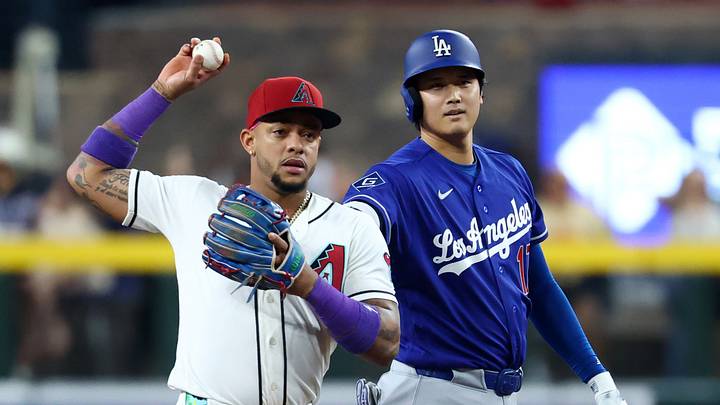Jun 1, 2026; Phoenix, Arizona, USA; Los Angeles Dodgers designated hitter Shohei Ohtani (right) with Arizona Diamondbacks second baseman Ketel Marte at Chase Field. Mandatory Credit: Mark J. Rebilas-Imagn Images Jun 1, 2026; Phoenix, Arizona, USA; Los Angeles Dodgers designated hitter Shohei Ohtani (right) with Arizona Diamondbacks second baseman Ketel Marte at Chase Field. Mandatory Credit: Mark J. Rebilas-Imagn Images