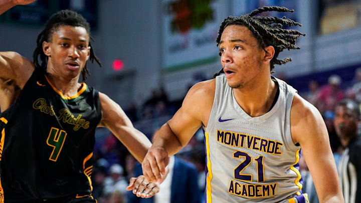 The Montverde Academy Eagles compete against the Oak Ridge Pioneers in the City of Palms Classic semifinal game at Suncoast Credit Union Arena in Fort Myers, Fla., on Saturday, Dec. 21, 2024.