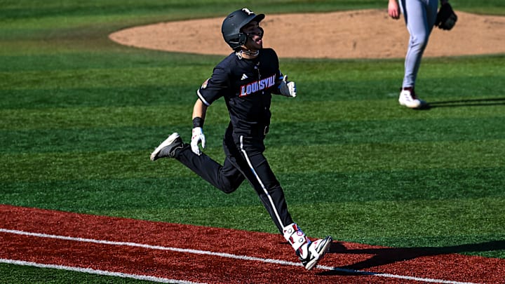 A Louisville baseball player against Central Michigan