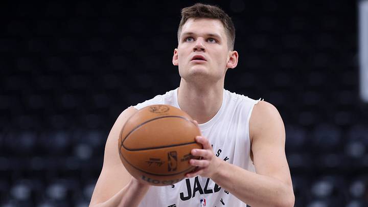 Feb 28, 2025; Salt Lake City, Utah, USA; Utah Jazz center Walker Kessler warms up before the game against the Minnesota Timberwolves at Delta Center. Feb 28, 2025; Salt Lake City, Utah, USA; Utah Jazz center Walker Kessler warms up before the game against the Minnesota Timberwolves at Delta Center.