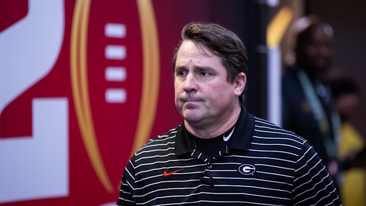 Georgia Bulldogs co-defensive coordinator Will Muschamp against the TCU Horned Frogs during the CFP national championship game at SoFi Stadium. 