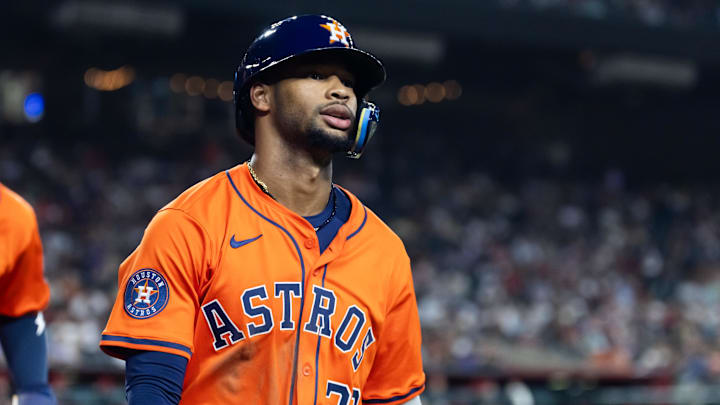 Houston Astros shortstop Brice Matthews walks off the field. 
