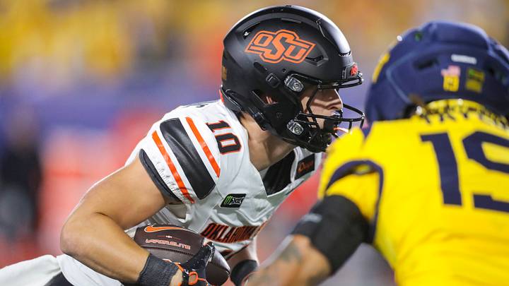 Oklahoma State Cowboys wide receiver Wyatt Young., Oklahoma State Cowboys wide receiver Wyatt Young.,
