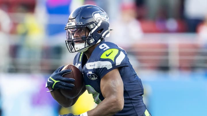 Feb 8, 2026; Santa Clara, CA, USA; Seattle Seahawks running back Kenneth Walker III (9) runs against the New England Patriots during the second quarter in Super Bowl LX at Levi's Stadium. Mandatory Credit: Mark J. Rebilas-Imagn Images Feb 8, 2026; Santa Clara, CA, USA; Seattle Seahawks running back Kenneth Walker III (9) runs against the New England Patriots during the second quarter in Super Bowl LX at Levi's Stadium. Mandatory Credit: Mark J. Rebilas-Imagn Images