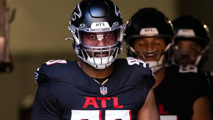 Dec 21, 2025; Glendale, Arizona, USA; Atlanta Falcons defensive lineman David Onyemata (90) against the Arizona Cardinals at State Farm Stadium. Mandatory Credit: Mark J. Rebilas-Imagn Images Dec 21, 2025; Glendale, Arizona, USA; Atlanta Falcons defensive lineman David Onyemata (90) against the Arizona Cardinals at State Farm Stadium. Mandatory Credit: Mark J. Rebilas-Imagn Images