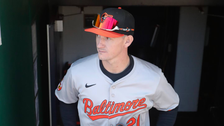 Apr 7, 2024; Pittsburgh, Pennsylvania, USA;  Baltimore Orioles outfielder Austin Hays (21).