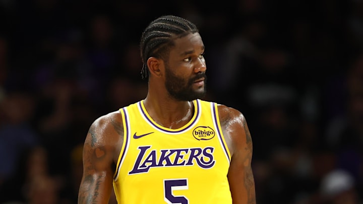Feb 26, 2026; Phoenix, Arizona, USA; Los Angeles Lakers center Deandre Ayton (5) against the Phoenix Suns at Mortgage Matchup Center. Mandatory Credit: Mark J. Rebilas-Imagn Images