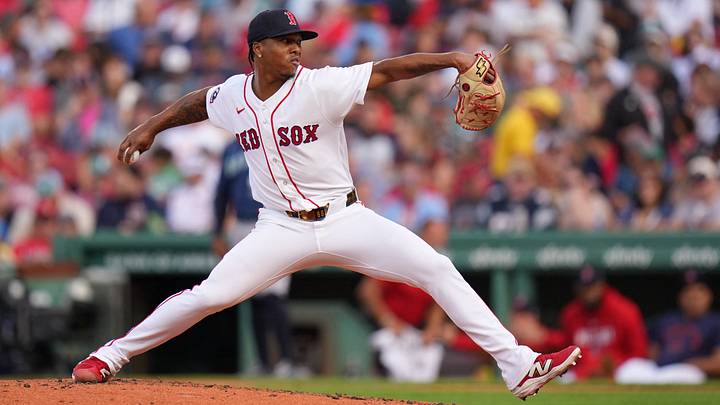 Sep 2, 2026; Boston, Massachusetts, USA; Boston Red Sox pitcher Brayan Bello (66) throws a pitch against the Seattle Mariners in the fifth inning at Fenway Park. Mandatory Credit: David Butler II-Imagn Images