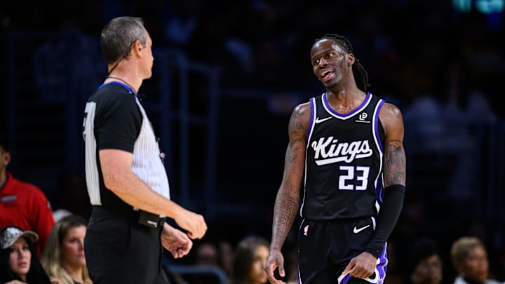 Oct 17, 2025; Los Angeles, California, USA; Sacramento Kings guard Keon Ellis (23) reacts during the second half against the Los Angeles Lakers at Crypto.com Arena. Mandatory Credit: William Liang-Imagn Images Oct 17, 2025; Los Angeles, California, USA; Sacramento Kings guard Keon Ellis (23) reacts during the second half against the Los Angeles Lakers at Crypto.com Arena. Mandatory Credit: William Liang-Imagn Images
