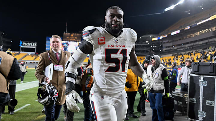 Jan 12, 2026; Pittsburgh, PA, USA; Houston Texans defensive end Will Anderson Jr. (51) leaves the field following an AFC Wild Card Round win against the Pittsburgh Steelers at Acrisure Stadium. Mandatory Credit: Barry Reeger-Imagn Images